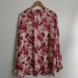 Torrid High Neck Sheer Blouse Pink Floral Print Size 5